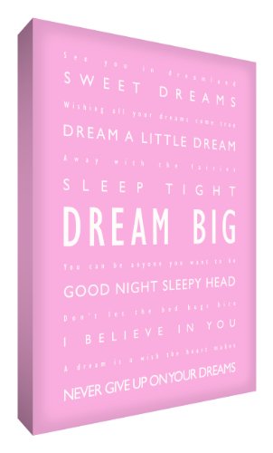 Feel Good Art Thick A4 Nursery Box Canvas Dream Big (12 x 8 x 1.5-inch, Soft Pink)