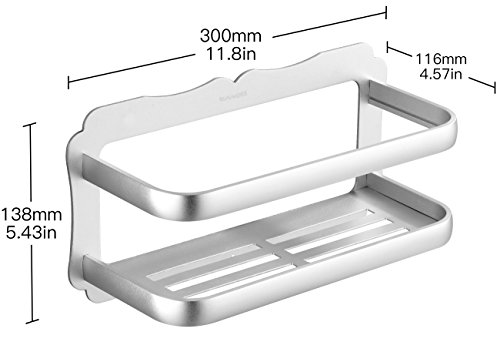Wangel Duschkorb Duschablage ohne Bohren, Patentierter Kleber + Selbstklebender 3M-Kleber, Aluminium, Matte Finish - 6