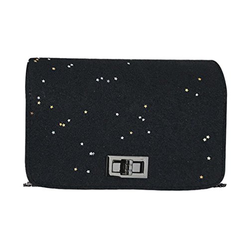 Preisvergleich Produktbild Moonuy,Frauen PU Umhängetasche, Mädchen Mode Vorhängeschloss Crossbody Umhängetasche mit Bling Pailletten Hasp Open Klappe (Schwarz)