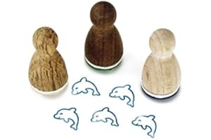 Stemplino® Mini timbri – motivo: Dora Delfino – 12 mm di diametro – Timbro in legno per bambini Bullet Journal Timbro con delfino