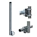 Produktbild Balkonhalter / Mast für Geländer Stahl 100cm 1m mit 2 Schellen Balkon Halterung 60mm Mastverlängerung Geländerhalterung Balkonhalterung