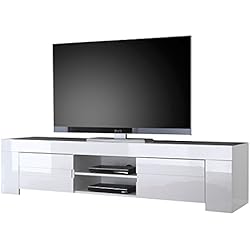 LC spa Meuble TV avec EOS Grande avec 2 Portes, Blanc Brillant 190 x 45 x 50 cm