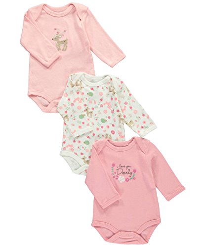 Bon Bebe Baby Girls' "Love You Deerly" 3-Pack Bodysuits - pink/multi, 0 - 3 months