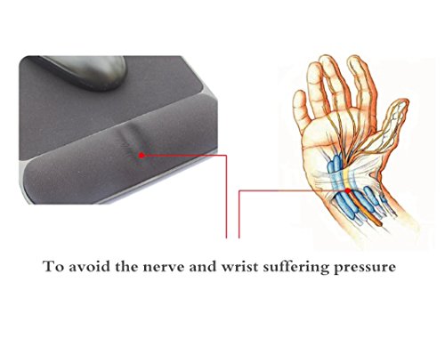 Antner Ergonomische Design Mauspad mit Gedächtnis Schaum Handgelenk Auflage Anti-Rutsch,schwarz - 7