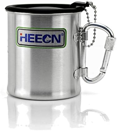 HEECN outdoor stainless steel cup hiking buckle cup folding handle cup single tier coffee cup 280ml