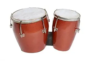 PAL MUSIC HOUSE Two Piece Wooden Bongo Drum Set (Brown)