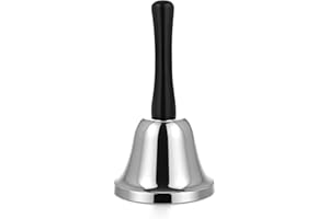 VABNEER Campana de Mano de Metal - Campanilla de Mesa para Hogar, Aula, Escuela y Eventos - Timbre de Recepción para Navidad, Oficina y Uso Comercial