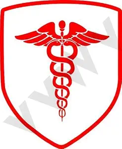 VVWV Doctor Badge Logo Stickers for Car Side Red L X H 14.50 X 17.50 cm