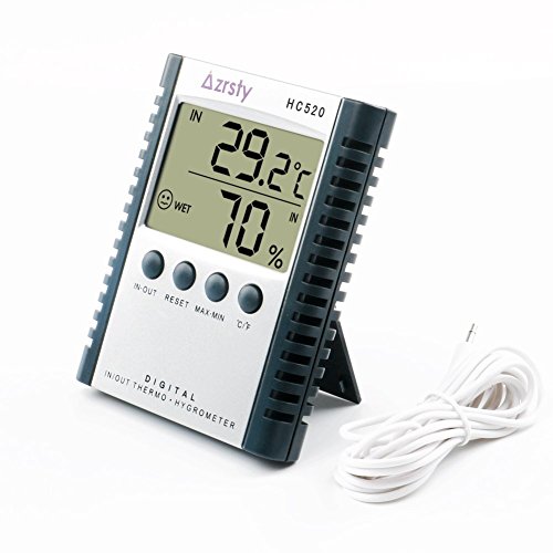 Hygrometer Thermometer Azrsty Innen / Außen Temperatur Messgerät Feuchtigkeitsmesser Thermo-Hygrometer ( Sonde, Batterie inklusive)
