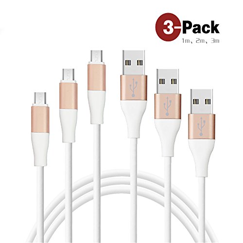 Micro usb kabel BECASO Lighting kabel 3Pack (1m,2m,3m) Premium High Speed USB 2.0 für Android, Samsung, HTC, Motorola und mehr