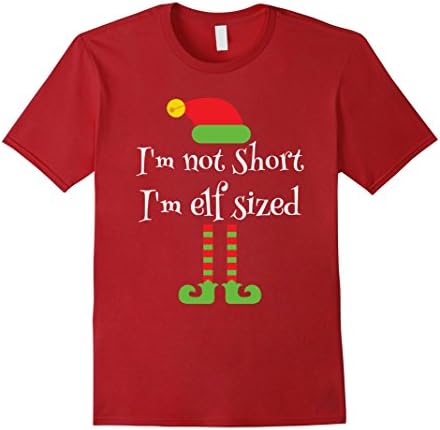 Men's I'm Not Short, I'm Elf Sized Funny Christmas T-Shirt Medium Cranberry