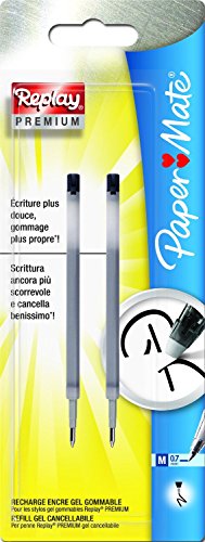 détail PAPER:MATE Lot de 12 Blisters de 2 Mines de rechange pour roller Replay Premium 0,7 mm Noir
