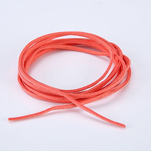 Faux Suede Leather Thong Jewelry Cord 3mm by Neotrims.62 Stunning Colours.Strong, Durable,Functional.Crafts and Decor.Rope Trimming,Regenerated Leather,Coral Pink,3 MTS