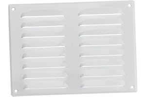 EUROPLAST 260x190mm / 10x7" inch White Metal Air Vent Grille Cover with Insect Mesh - Ventilation Cover