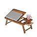 Produktbild JZX Fauler Tisch-Klapptisch Tragbarer Bambus Faltbarer Laptop Schreibtisch Notebook Höhenverstellbar Tablett Tisch Bett Tisch mit Schublade 55 * 35 * 22.5~31Cm Platz sparen