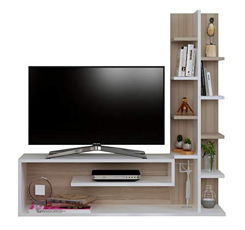 GLORY Ensembles de meubles de salon - Blanc / Avola - Meuble TV avec étagères en moderne design