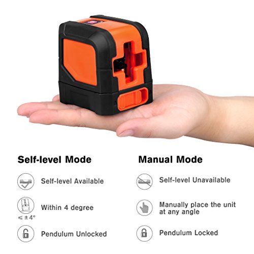 SUAOKI Kreuzlinienlaser, Baulaser Arbeitsbereich 10 m, Kreuz-Linienlaser Neigungsfunktion, Mini CrossLine Laser IP 54 Staub- und Spritzwasserschutz, mit Schutztasche - 4