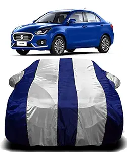 AUCTIMO Maruti Suzuki Swift Dzire New 2019 Car Cover Waterproof with Triple Stitched Ultra Surface Body Protection (White Stripes)