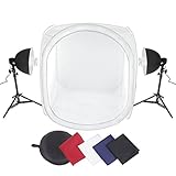 【EFECTOS FOTOGRÁFICOS PROFESIONALES】Amzdeal caja de luz tiene dos lámparas de 135W 5500K especiales para la fotografía, lo que puede trabajar continuamente largo tiempo y se acerca a la luz natural sin calentamiento.