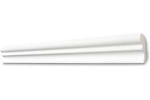 DECOSA Perfil decorativo D50 SILVANA – Elegante moldura de estuco en blanco – 1 barra de 2 m de longitud = 2 m – Moldura de poliestireno 40 x 50 mm – Para techo o pared