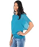KRISP Womens Oversized 2 in 1 Chiffon Blouse Batwing Jersey Winter Plus Size Tops