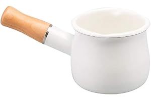 Tubayia Pot à Lait Anti-adhésif avec Manche en Bois pour cuisinière à gaz à Induction 550 ML Weiß