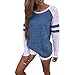 Produktbild Keepwin Damen Lange Ärmel Herbst Bluse Einfach Sport Stil Jumper Hoodie Pullover Kapuzenpulli Sweatshirt (S, Blau)
