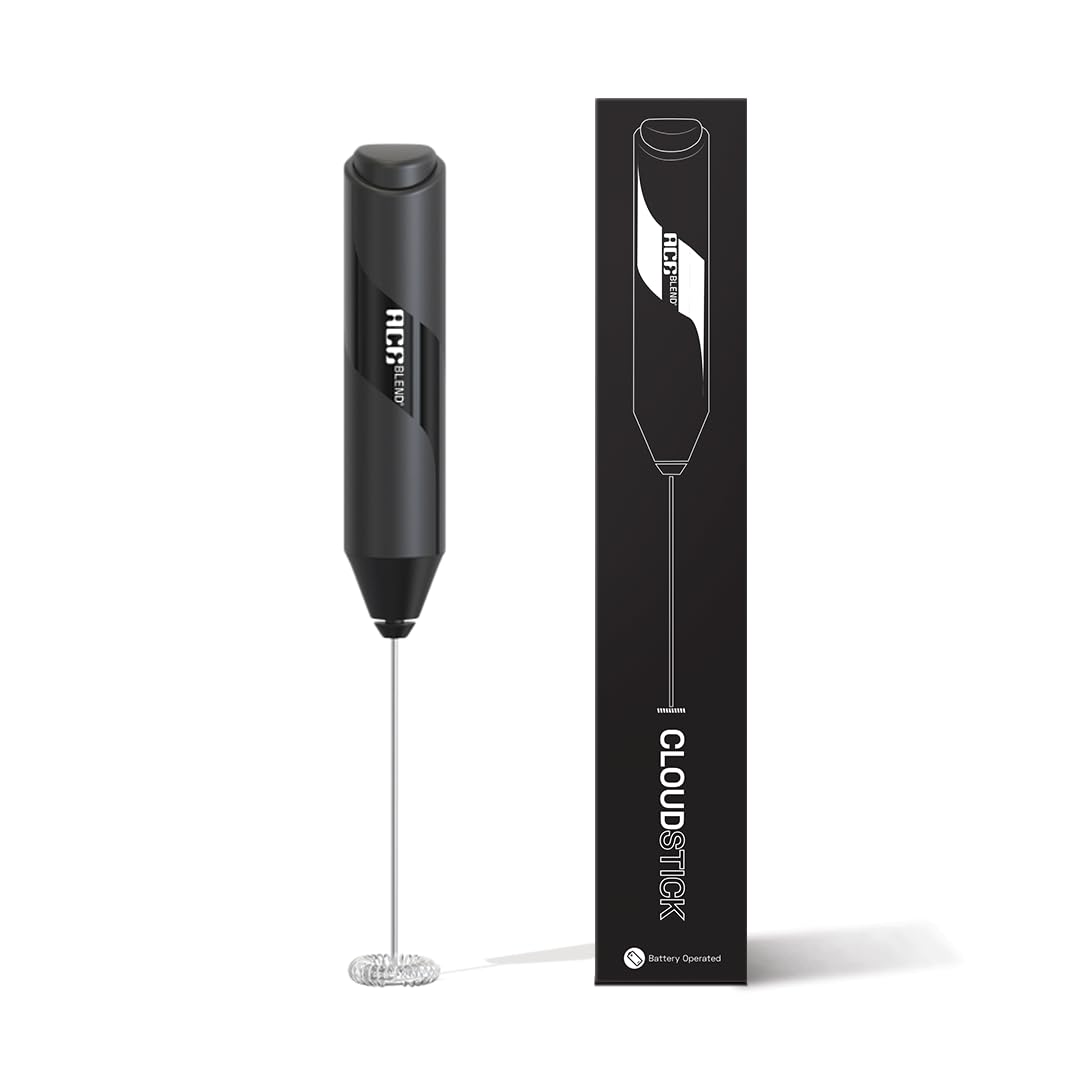 Ace Blend Cloudstick Coffee Frother Electric | Battery Operated Portable Foam Maker | Stainless Steel Electric Whisk, Mini Foamer for Lattes, Cappuccino, Frappe, Mocha for Kitchen Use