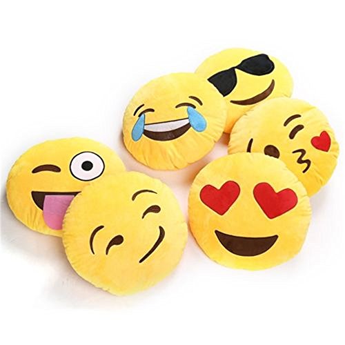 32cm Lächeln Emoji Emotion Kissen von GOOTRADES, Cute Zierhüllen, Gelb/Lila (Kuss) - 2