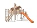 Produktbild Terrizio XL-Spielturm Baumhaus mit Schaukelanbau und Sicherheitstreppe, Rutsche, Doppelschaukel, Kletternetz und Spielhaus auf 1,50 Meter Podesthöhe (Orange)