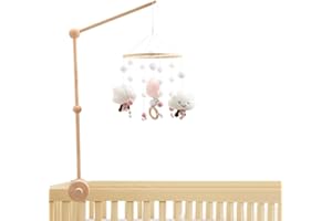 Fivtsme Baby Mobile Support en bois, Support Mobile en Bois pour Lit, Support Mobile en Bois pour Bébé, Sonnette de lit suspendue, Cloches et jouets