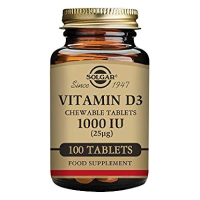 Solgar Vitamin D3 1000 Iu (25 µg) Chewable Tablets - Pack Of 100 - For Healthy Bones, Teeth And Muscle Function - Immunity - Gluten Free