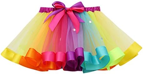 NING Little Girls Dresses Tutu Dresses for Girls Baby Girls Tutu Tulle Party Dance Ballet Toddler Rainbow Baby Costume Skirt(Multicolor Size:4 Years)