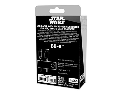 Tribe Star Wars TFA Micro Line Micro USB Ladekabel 120cm, Verbindungskabel, USB 2.0, USB-A-Stecker auf Micro-USB-B-Stecker für Android Smartphones, Samsung, HTC, Sony, Nexus etc. – BB8 - 4