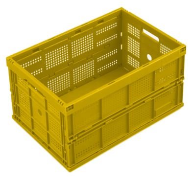 Faltbox aus Polypropylen – Inhalt 60 l, ohne Deckel rot, Ausführung durchbrochen – Faltbox Klappbox Lagerkasten Stapelkasten aus Kunststoff Transport-Behälter Transportkiste aus Kunststoff Stapelkisten Stapelkisten - 5