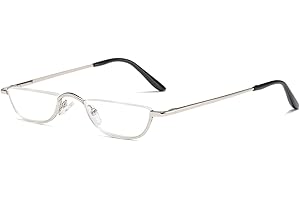 KoKoBin Half Frame Reading Glasses Spring Hinges for Men Women Slim Half Moon Lens Readers Metal Semi Rimless eyewear