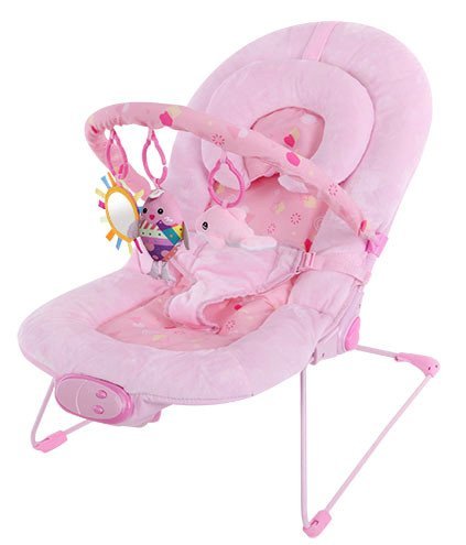 Silla mecedora de lujo reclinable, vibradora y musical para bebé, Con soporte para la cabeza (rosa)