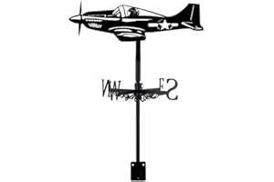 SUPERDANT Girouette en Fer pour Avion de Chasse Girouette en Métal Noir Direction du Vent Décoration de Jardin pour Indicateurs de Toit Girouettes Décoration de Patio de Jardin