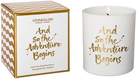 Stoneglow And so the Adventure Begins white &amp; gold tumbler in gift box - Sweet Rose &amp; Pink Prosecco