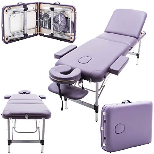 Massage Imperial® Mayfair Lettino Profession Ale per Massaggio Portatile Alluminio 3 Sezioni Schiuma Ad Alta Densità 5cm, Viola