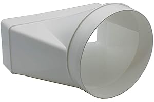 Kair Ducting Adaptor 220mm x 90mm to 150mm - 6 inch Rectangular to Round Straight Channel Connector for Converting to Different Size Duct Systems