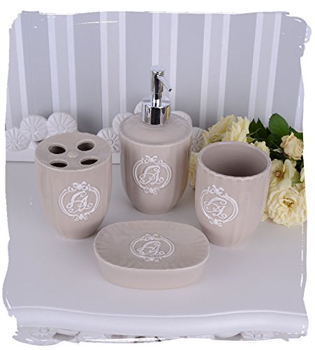 BADEZIMMER SET BAD GARNITUR VINTAGE PORZELLAN SEIFENSPENDER BECHER PALAZZO exklusiv - 2