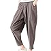Price comparison product image Anglewolf Women Autumn Active Sport Casual Cotton Linen Pocket Pants Trousers Waist Thin Drop Crotch Oversize Harem Loose Fit Capris Cycling Sweatpants Underpants Jumpsuit(Gray,L)