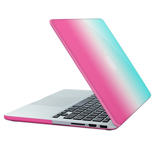 eFabrik Hard Case für Apple MacBook Pro Retina 13,3 Zoll (2015) Notebook Rainbow Schutzhülle Slim Case 2-Part Click System Laptop Hart-Plastik Schalen ( Polykarbonat ) in Türkis / Pink - 5