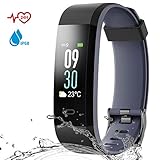 Danloryu Fitness Armband Wasserdicht IP68 Fitness Tracker mit Pulsmesser Farbbildschirm Aktivitätstracker Schrittzaehler Uhr Smart Armbanduhr Fitness Uhr für Damen Herren (Schwarz)