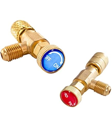 SOLUSTRE Set Da 2 Valvole Di Carica Refrigerante R410A 5/16'' In Ottone - Valvole Di Sicurezza Per Aria Condizionata - 3