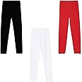 Max Girls Solid Elasticated Leggings - Pack of 3