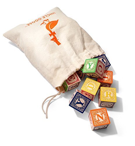 Uncle Goose Classic ABC Blocks with Canvas Bag (Multi-Colour)