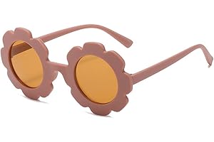 BOUACOUA Gafas de sol para niños Marco de Flores Round Lens Protección UV400 para Niños Niñas