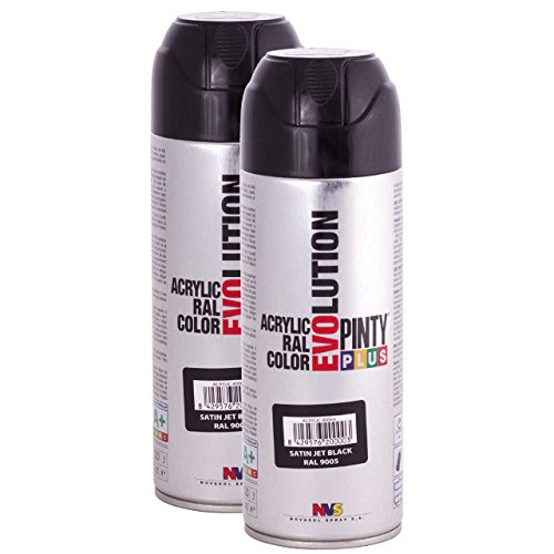 Secado rápido - acrílico Spray de pintura PintyPlus Evolution - Pack de 2 satén Jet Negro